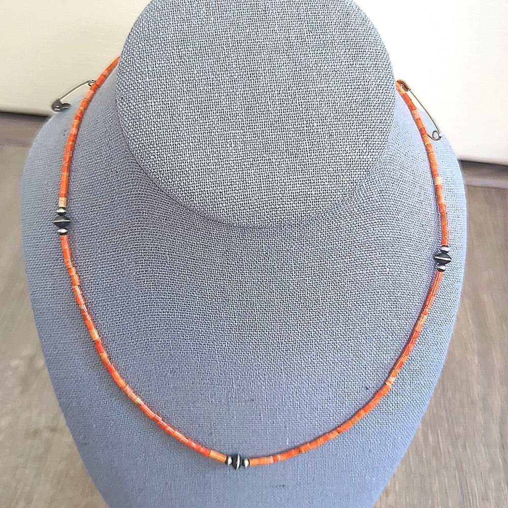 Southwest Sterling Silver Desert Pearls Apple Coral Necklace